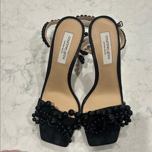 Black Beaded Women's Sandals
